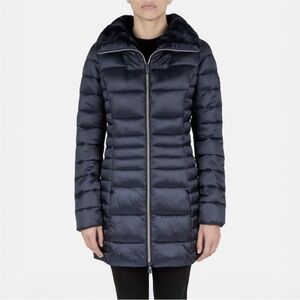 Save The Duck Caroline Satin Puffer Jacket in Navy Size 0-XS